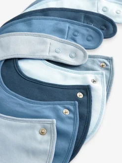 Blauw - Verpakking van 5 babyslabbetjes van 100% katoen