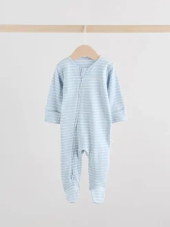 Blauw - Verpakking van 3 babypyjama's met tweewegrits (0-2jr)