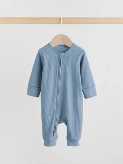 Blauw - Verpakking van 5 babyslaappakjes met tweewegrits (0 mnd - 3 jr)