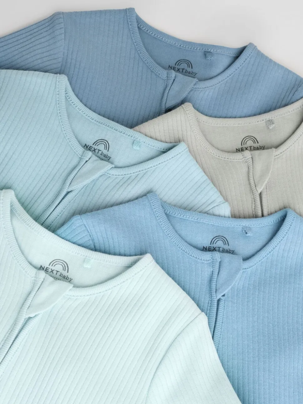 Blauw - Verpakking van 5 babyslaappakjes met tweewegrits (0 mnd - 3 jr)