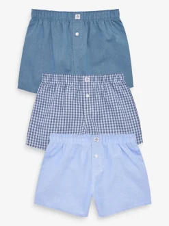 Blauw - Verpakking van 3 boxershorts van 100% katoen (2-16jr)