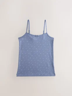 Blauw - Verpakking van 3 cami topjes met bandjes en print (1,5 - 16 jr)