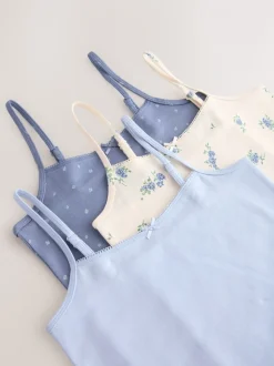 Blauw - Verpakking van 3 cami topjes met bandjes en print (1,5 - 16 jr)
