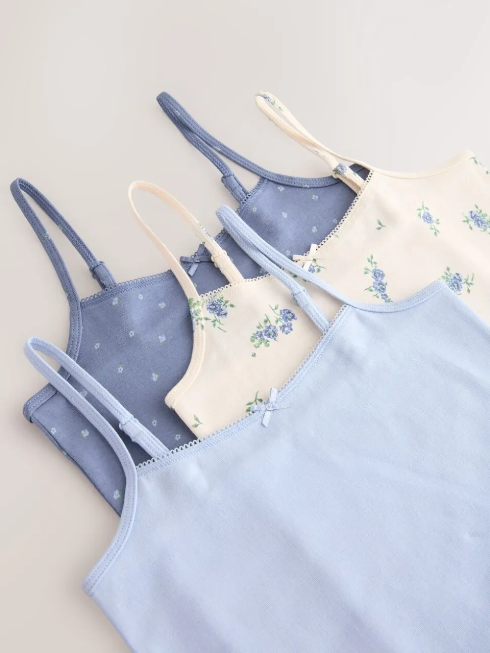 Blauw - Verpakking van 3 cami topjes met bandjes en print (1,5 - 16 jr)