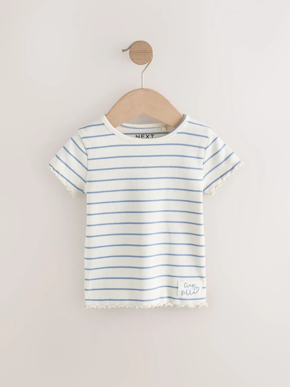 Blauw - Verpakking van 5 geribbelde tops met korte mouwen (3mnd -7jaar)