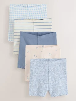Blauw - Verpakking van 5 geribbelde shorts (3 mnd - 7 jr)