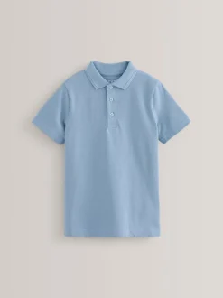 Blauw - Verpakking van 5 katoenen poloshirts met korte mouwen voor school (3-16jr)