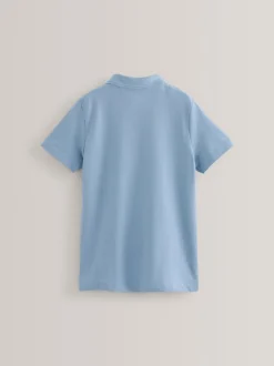 Blauw - Verpakking van 5 katoenen poloshirts met korte mouwen voor school (3-16jr)