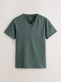 Blauw - Verpakking van 5 slim-fit 100% katoenen T-shirts met V-hals en laagjes