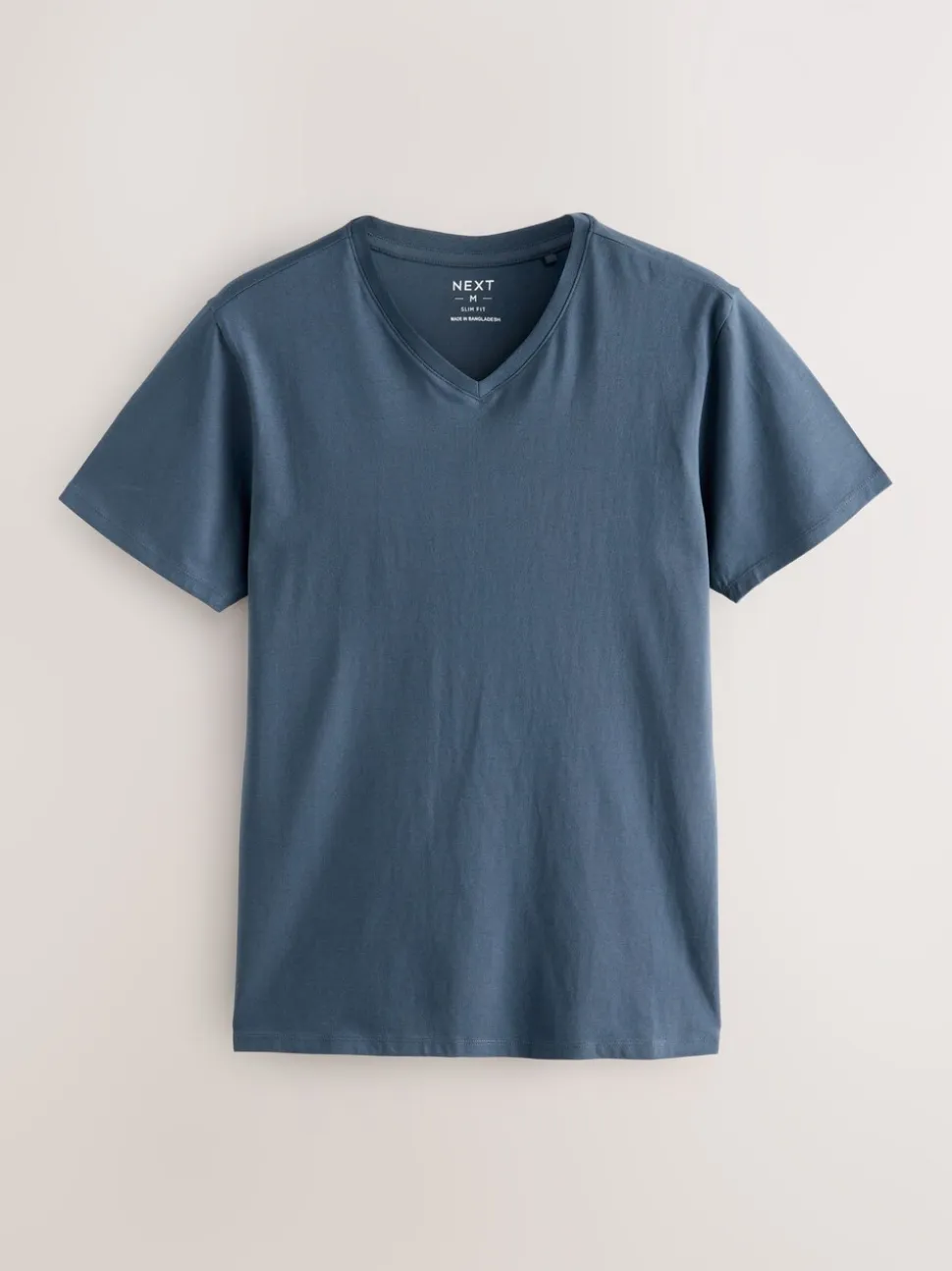 Blauw - Verpakking van 5 slim-fit 100% katoenen T-shirts met V-hals en laagjes