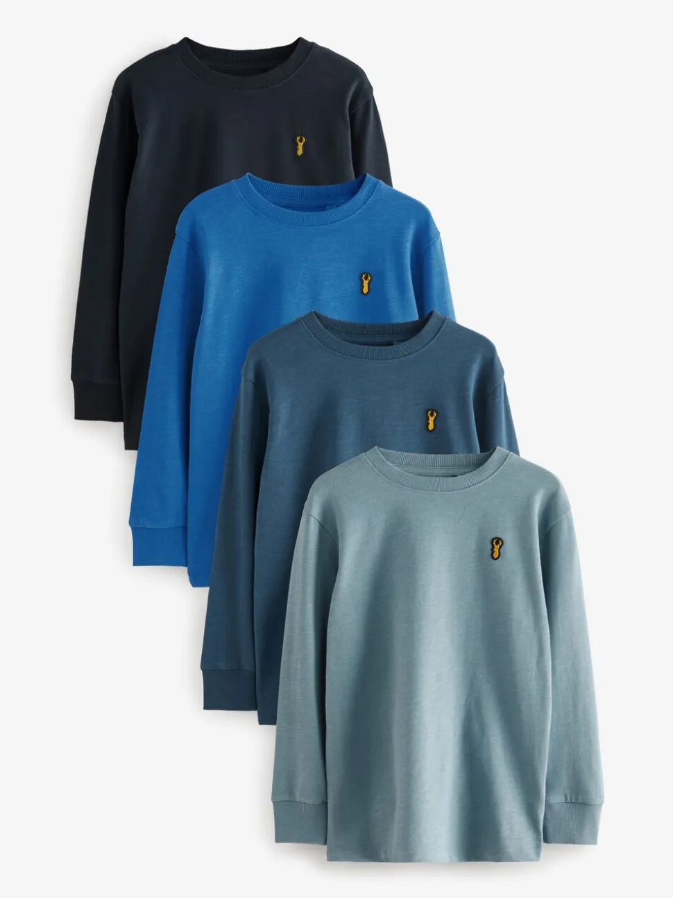 Blauw - Verpakking van 4 zachte T-shirts met lange mouwen (3-16jr)