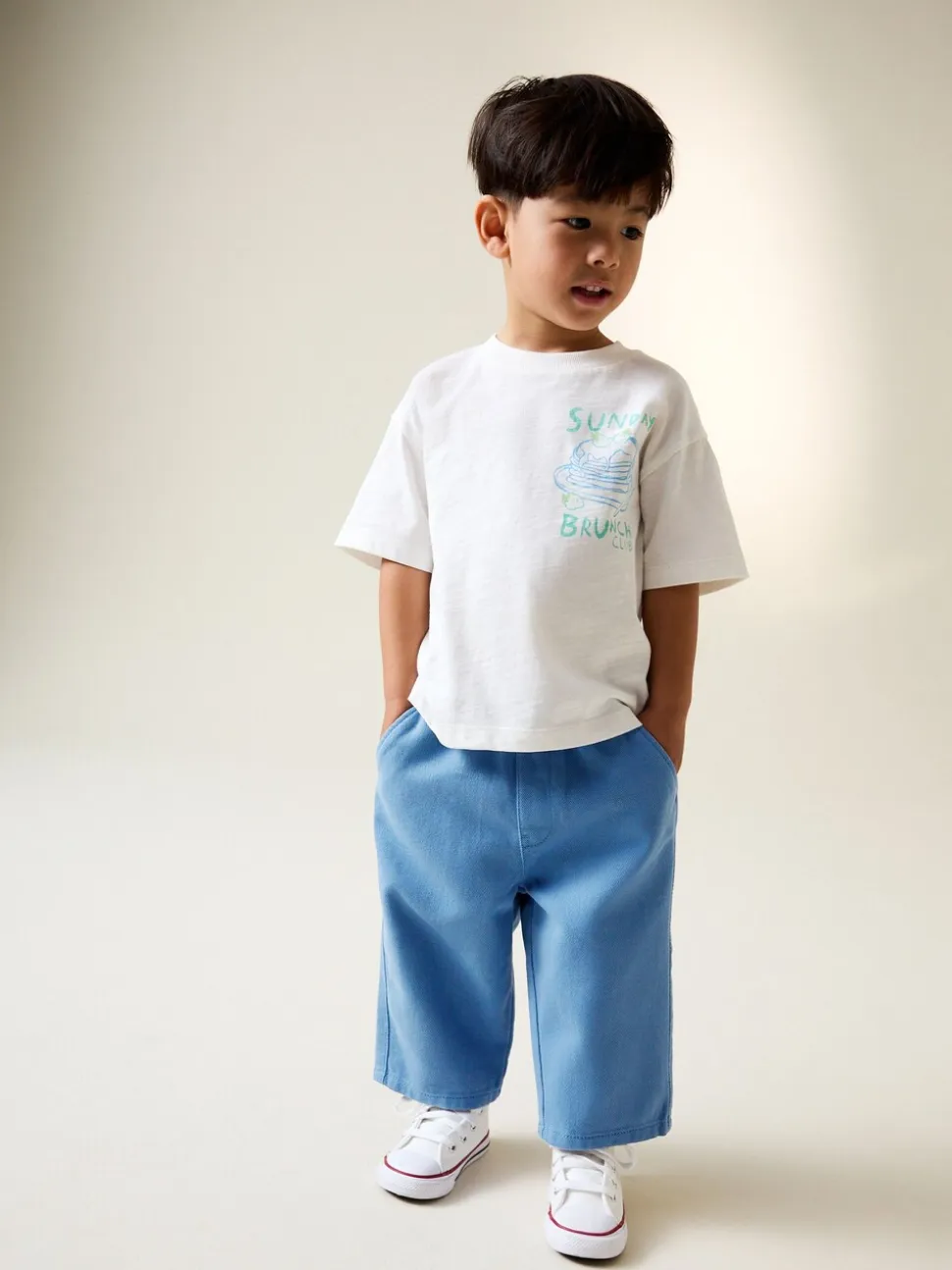 Blauw - Wijde broek met elastische taille (3mnd-7jr)