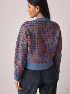 Blauw aardbei - Supersoft Tie Front Knitted Cardigan