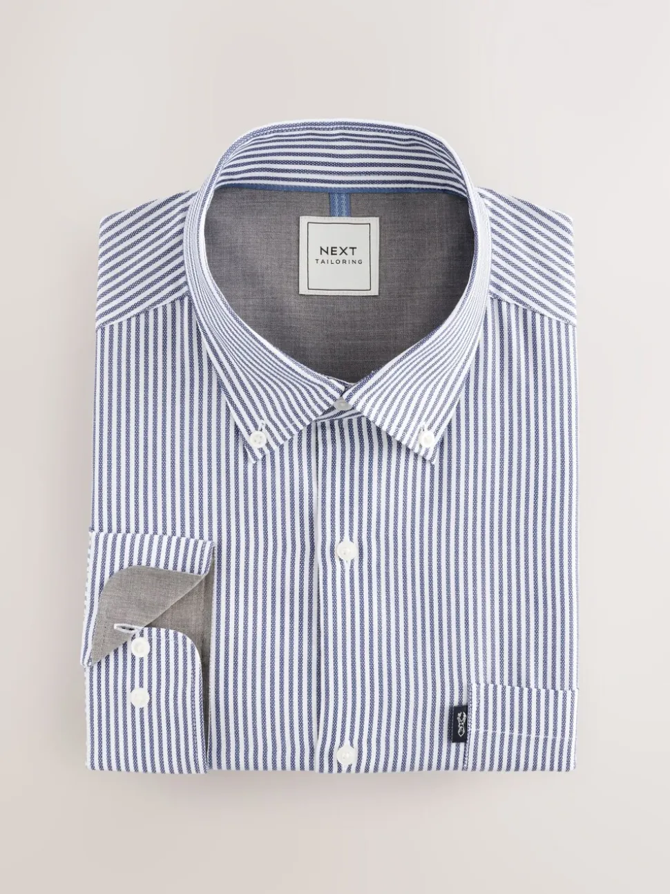 Blauw Bengaals - Strijkvrij Oxford overhemd met knopen
