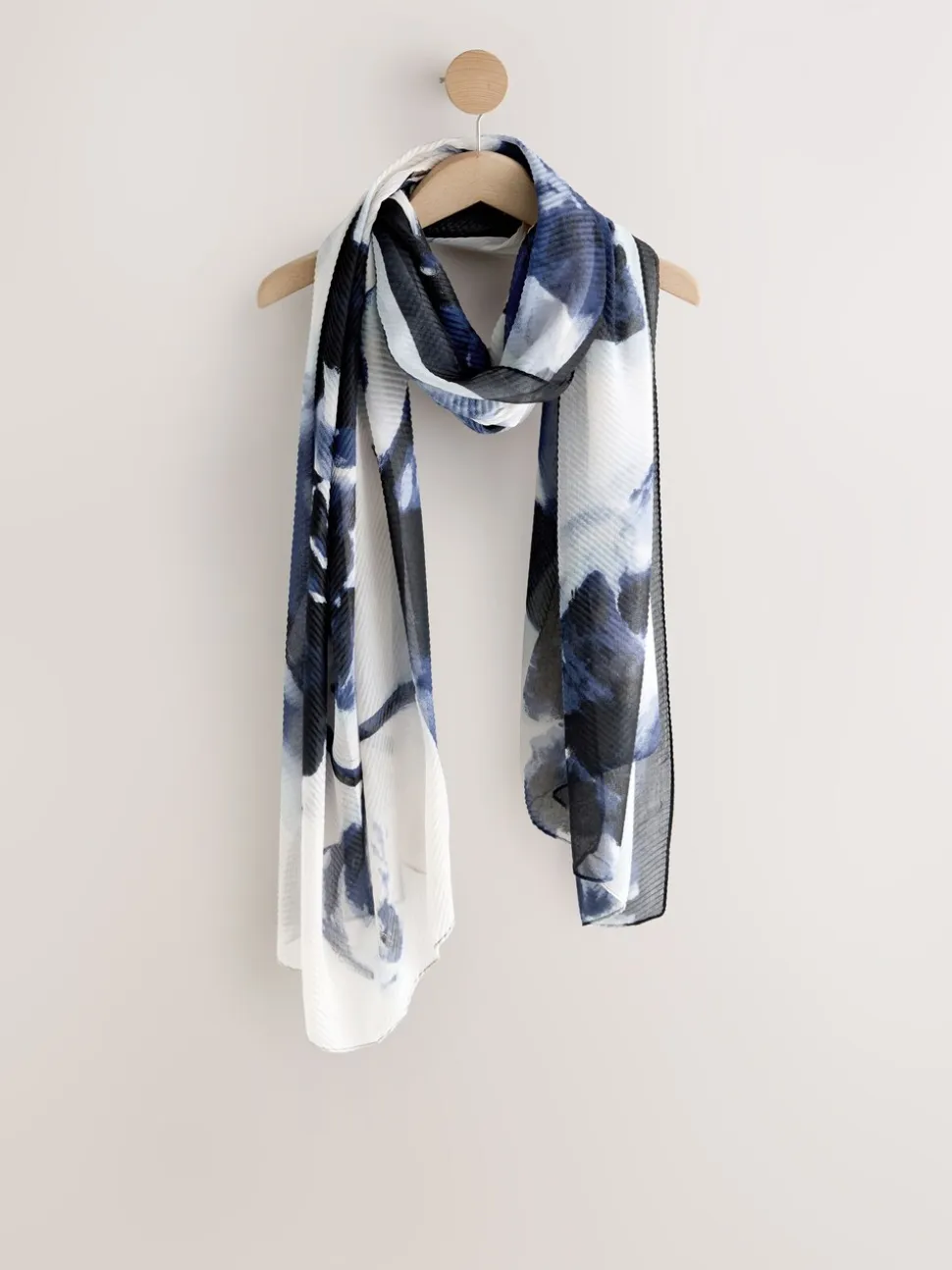Blauw bloemenprint - Dunne plissé sjaal