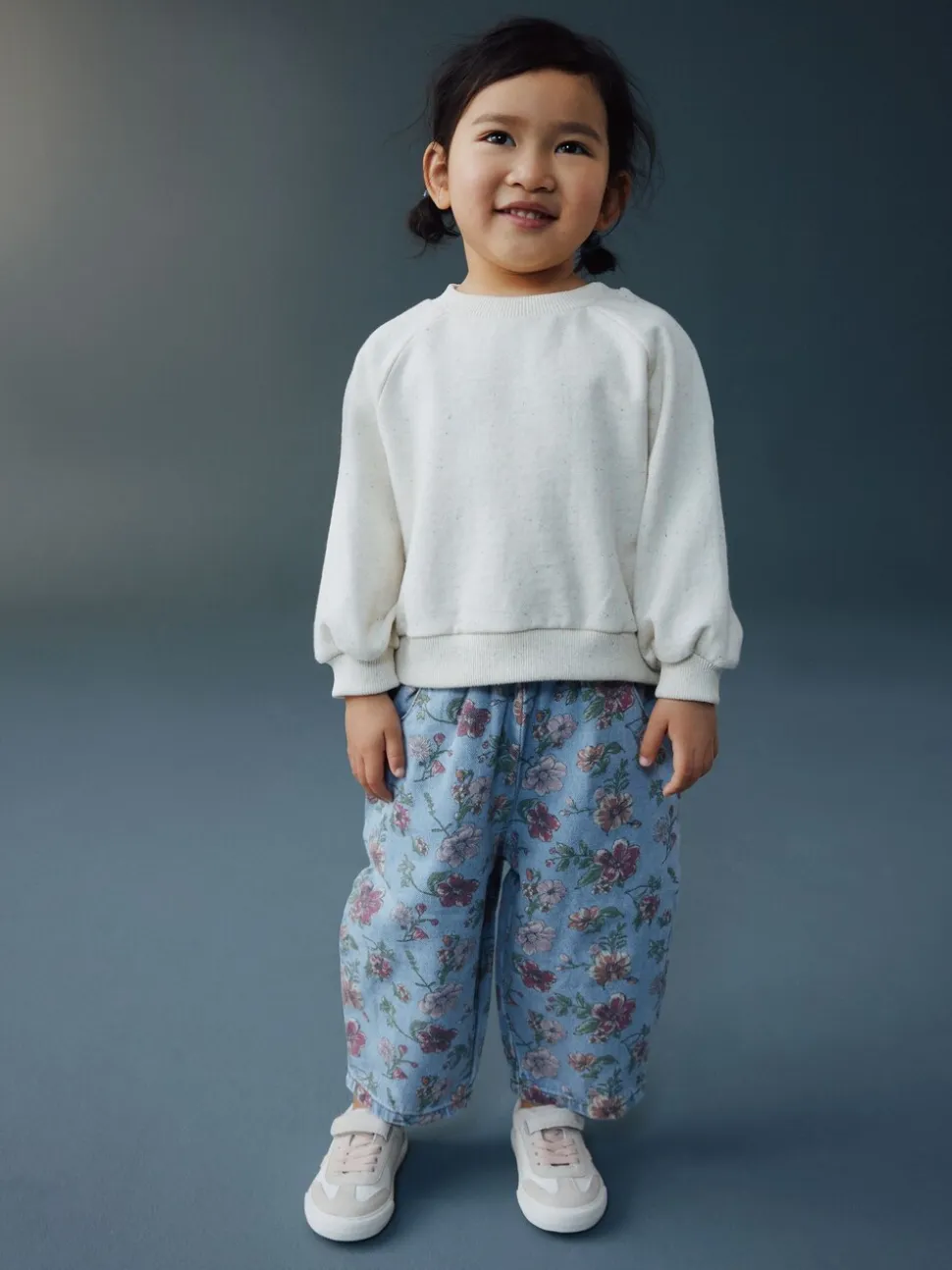 Blauw bloemenprint - Pullon Barrel Jeans (3mths-7yrs)