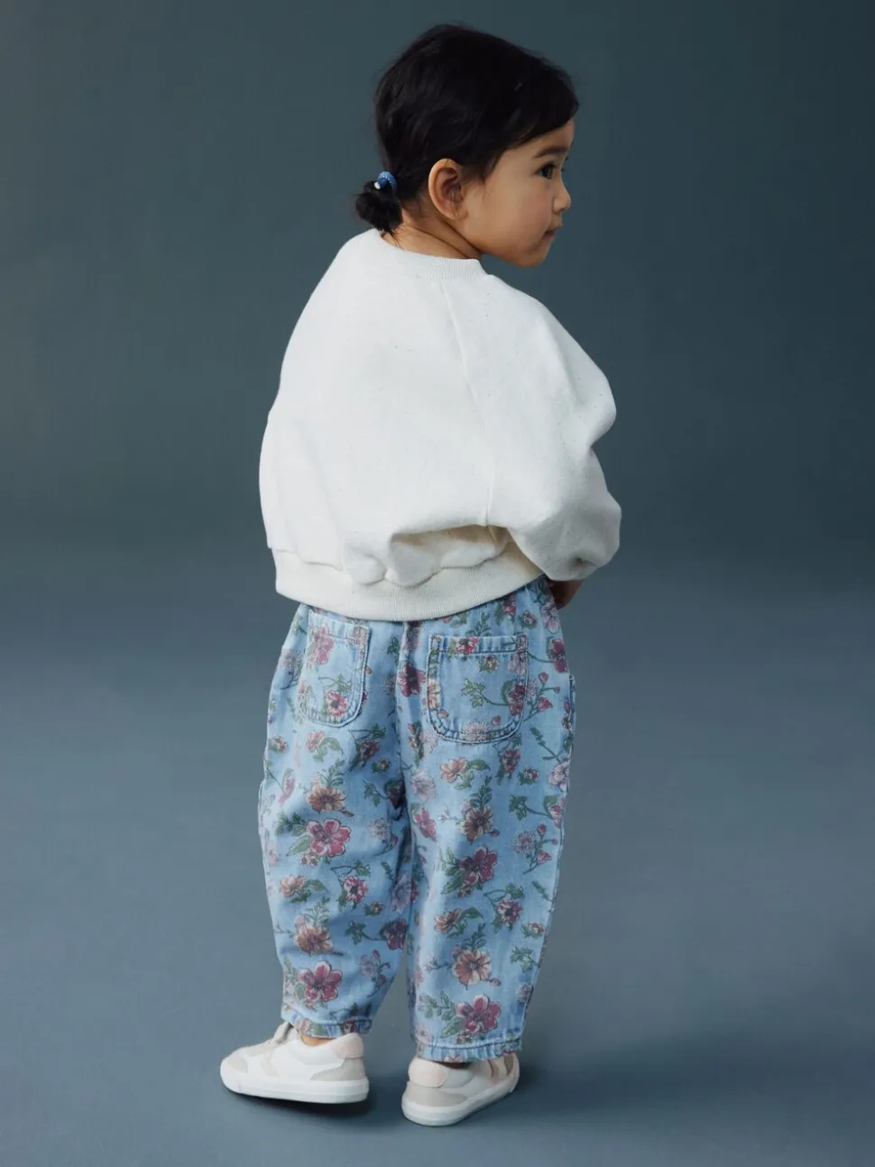 Blauw bloemenprint - Pullon Barrel Jeans (3mths-7yrs)