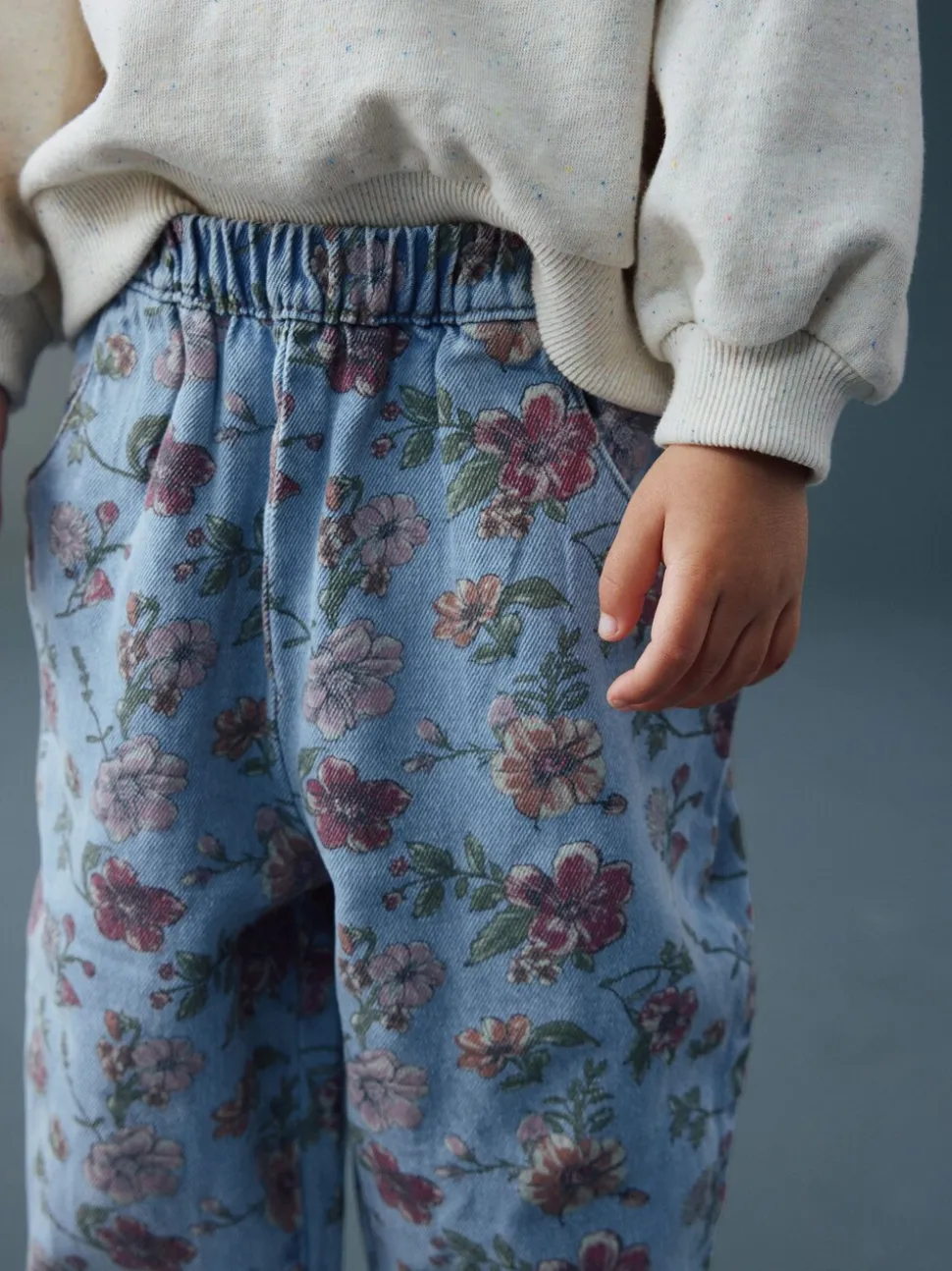 Blauw bloemenprint - Pullon Barrel Jeans (3mths-7yrs)