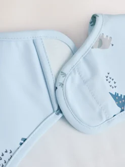 Blauw Dino Jungle - Slabbetje met mouwen voor spenen en voeden