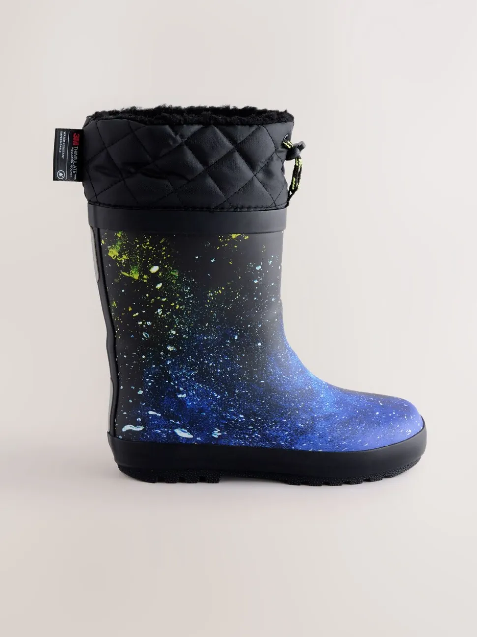 blauw galaxy - Warme gevoerde regenlaarzen met rand