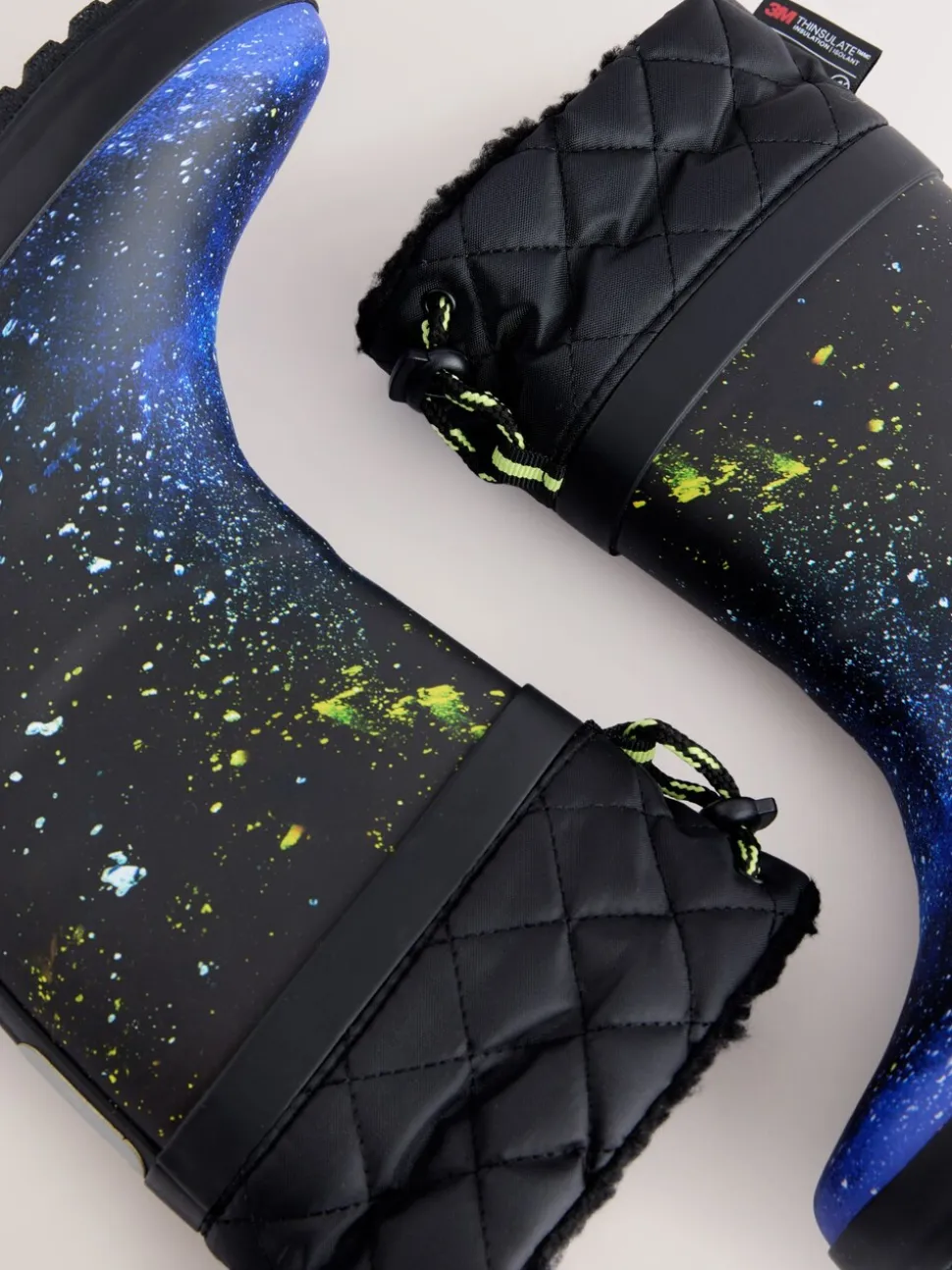 blauw galaxy - Warme gevoerde regenlaarzen met rand