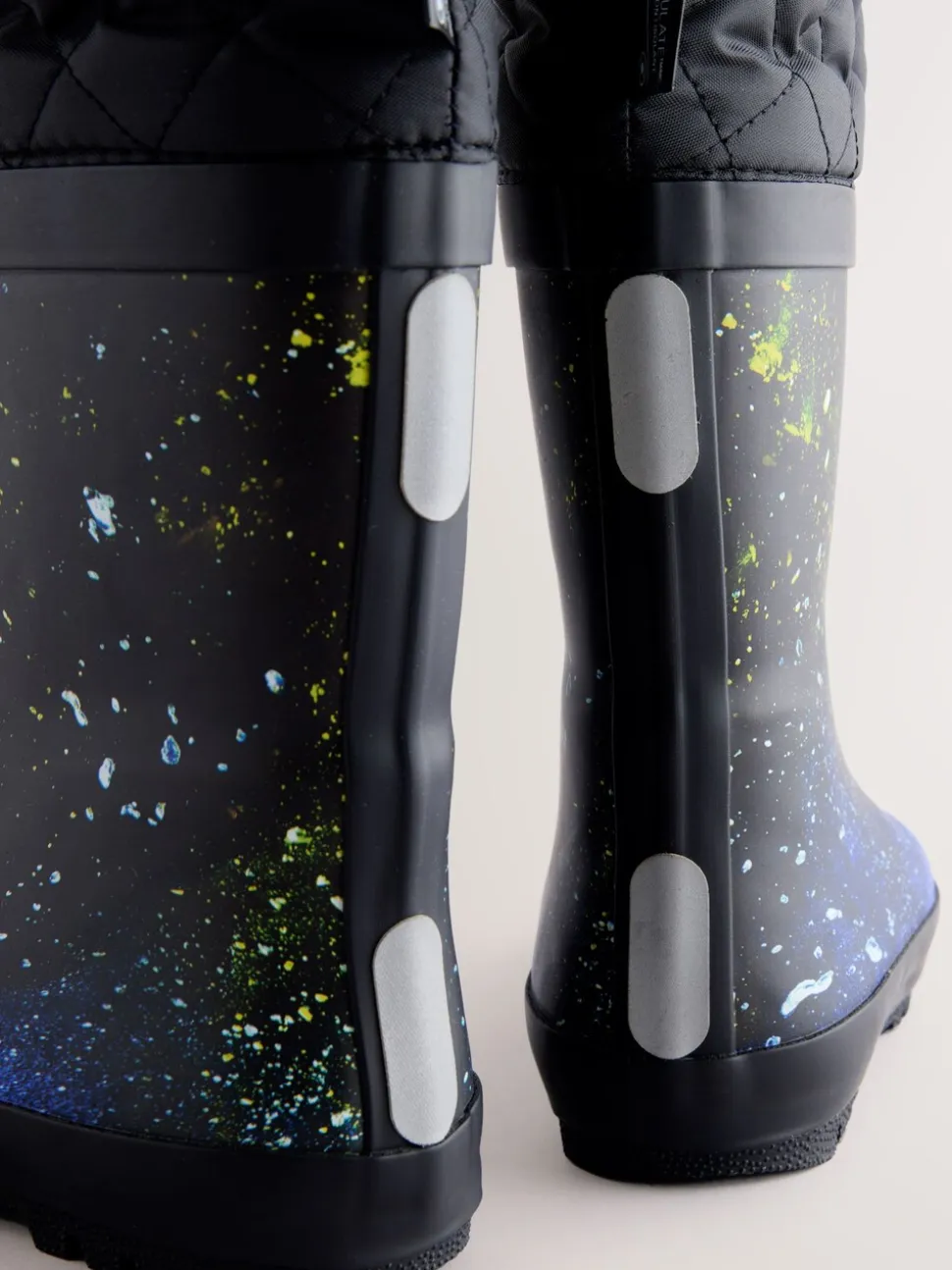 blauw galaxy - Warme gevoerde regenlaarzen met rand