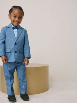 Blauw geruit - Set van blazer, overhemd, broek en vlinderdas (3 mnd - 9 jr)