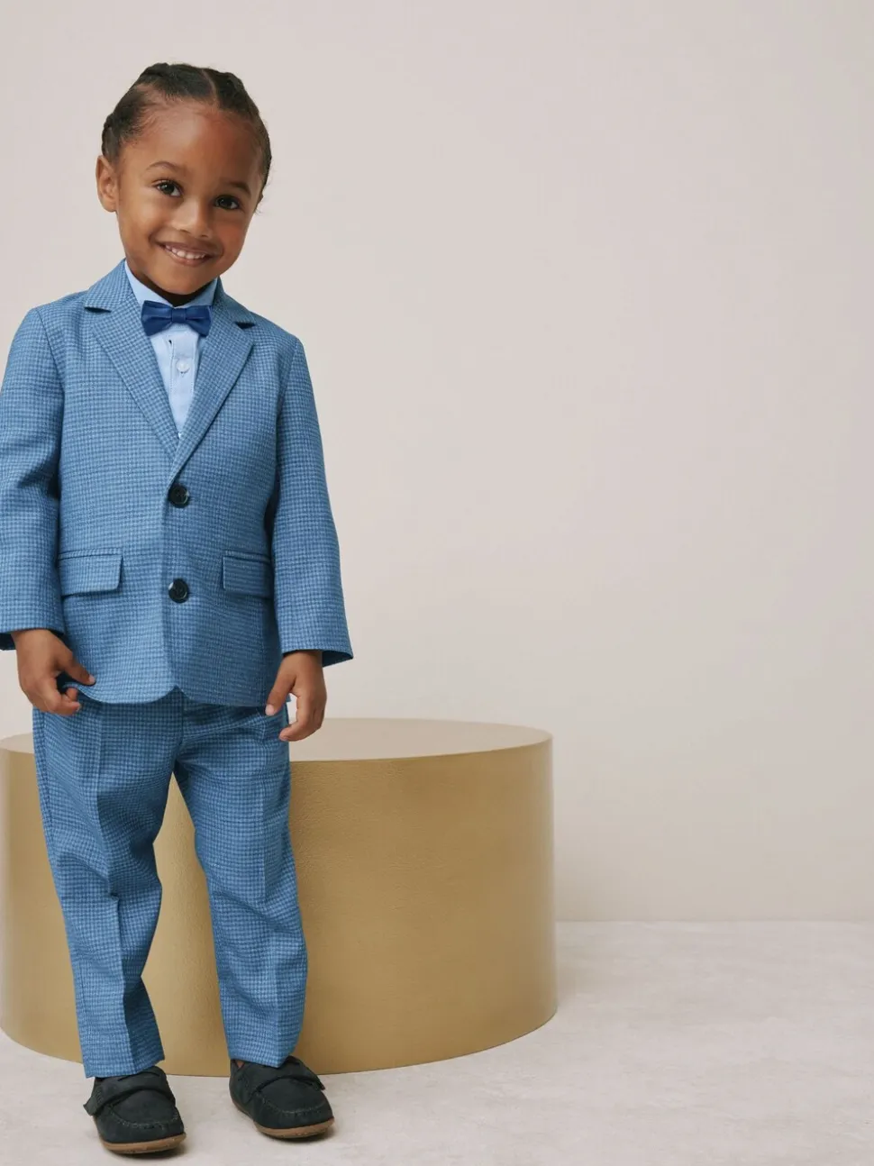 Blauw geruit - Set van blazer, overhemd, broek en vlinderdas (3 mnd - 9 jr)