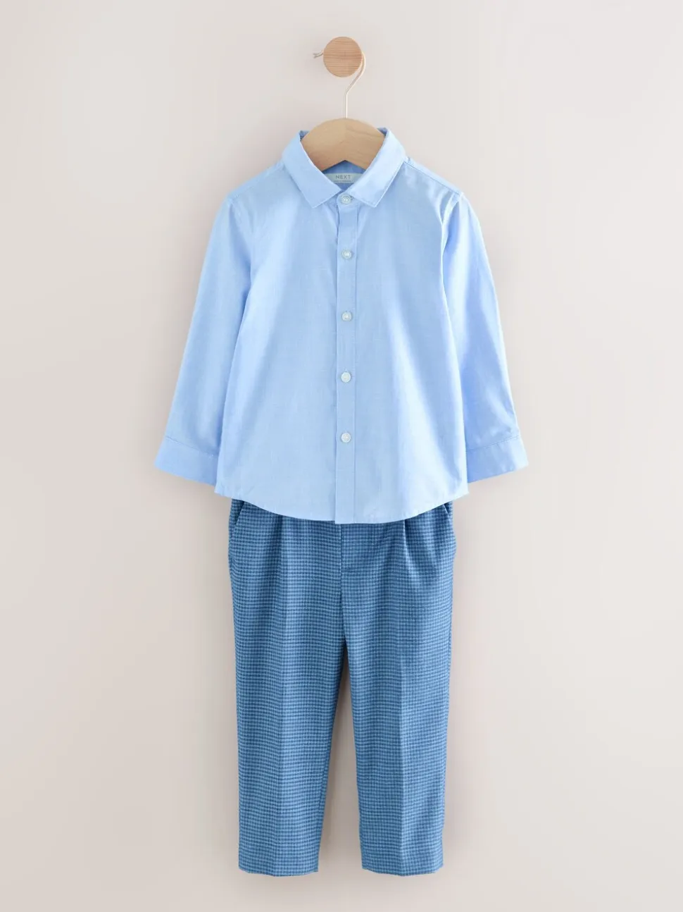 Blauw geruit - Set van blazer, overhemd, broek en vlinderdas (3 mnd - 9 jr)