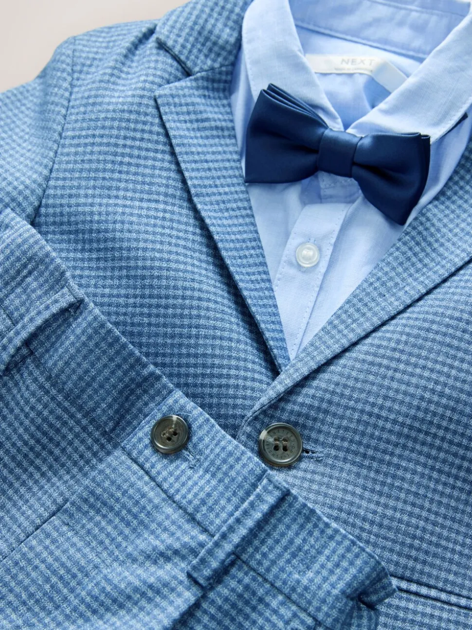 Blauw geruit - Set van blazer, overhemd, broek en vlinderdas (3 mnd - 9 jr)