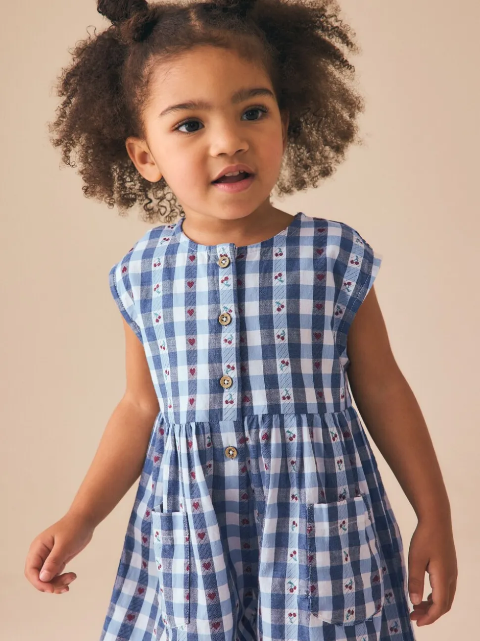 Blauw geruit - Trapeze Playsuit (3mths-7yrs)