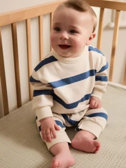 Blauw gestreept - Baby joggingromper (0mnd-3jr)