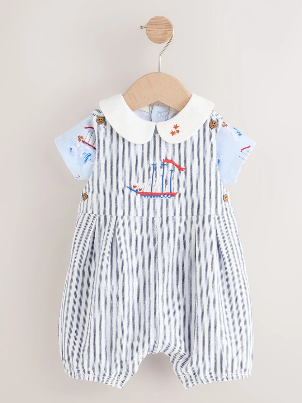 Blauw gestreept - Cath Kidston 100% katoenen Baby bretelbroek