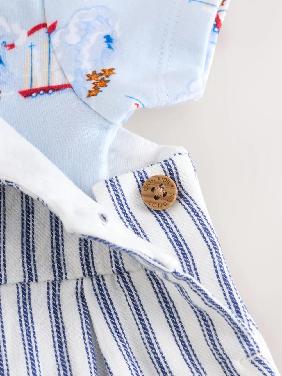 Blauw gestreept - Cath Kidston 100% katoenen Baby bretelbroek