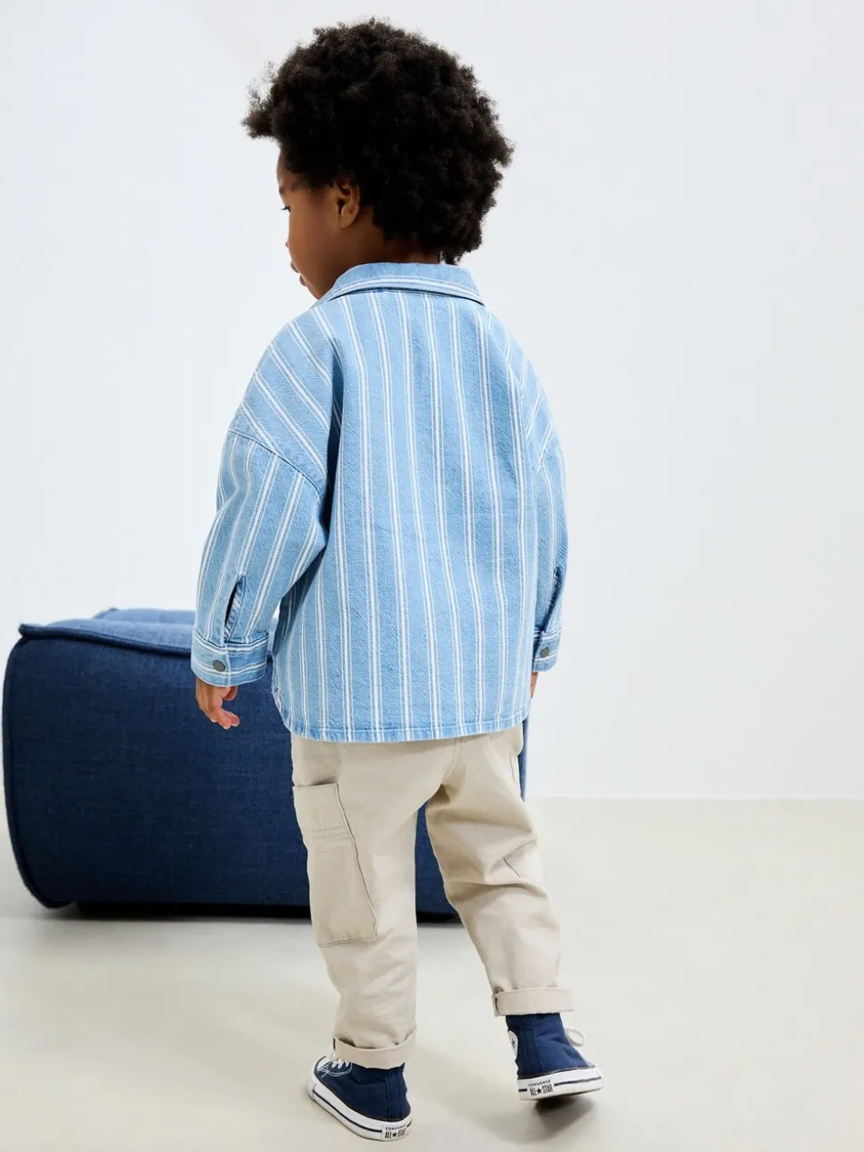 Blauw gestreept - Denim overhemd met lange mouwen (3 mnd - 7 jr)