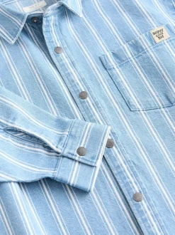 Blauw gestreept - Denim overhemd met lange mouwen (3 mnd - 7 jr)