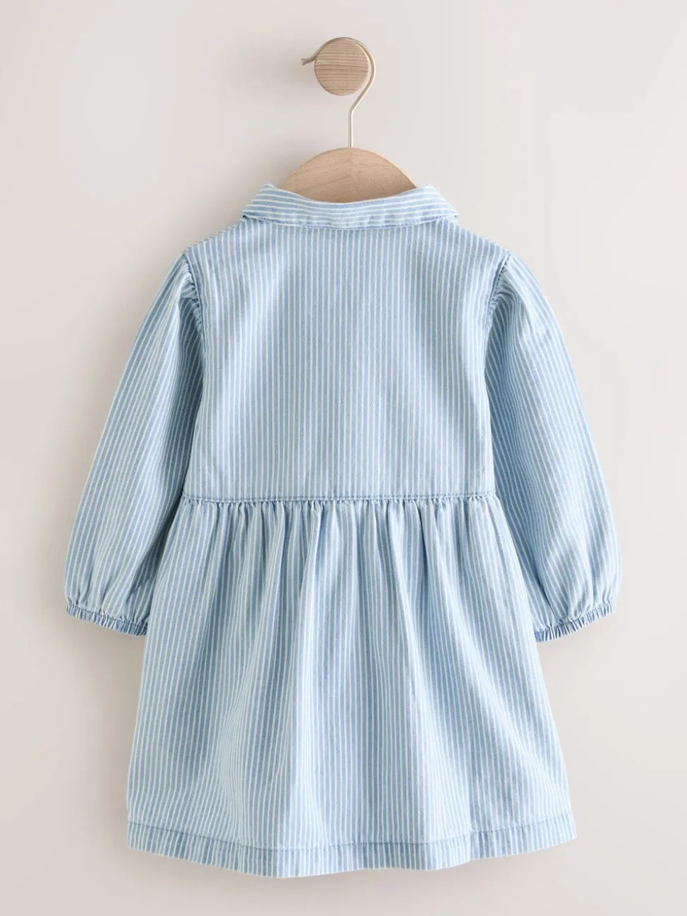 Blauw gestreept - Long Sleeve Cotton Dress (3mths-8yrs)