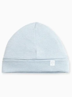 Blauw gestreept - MORI Supersoft Babyhoedje