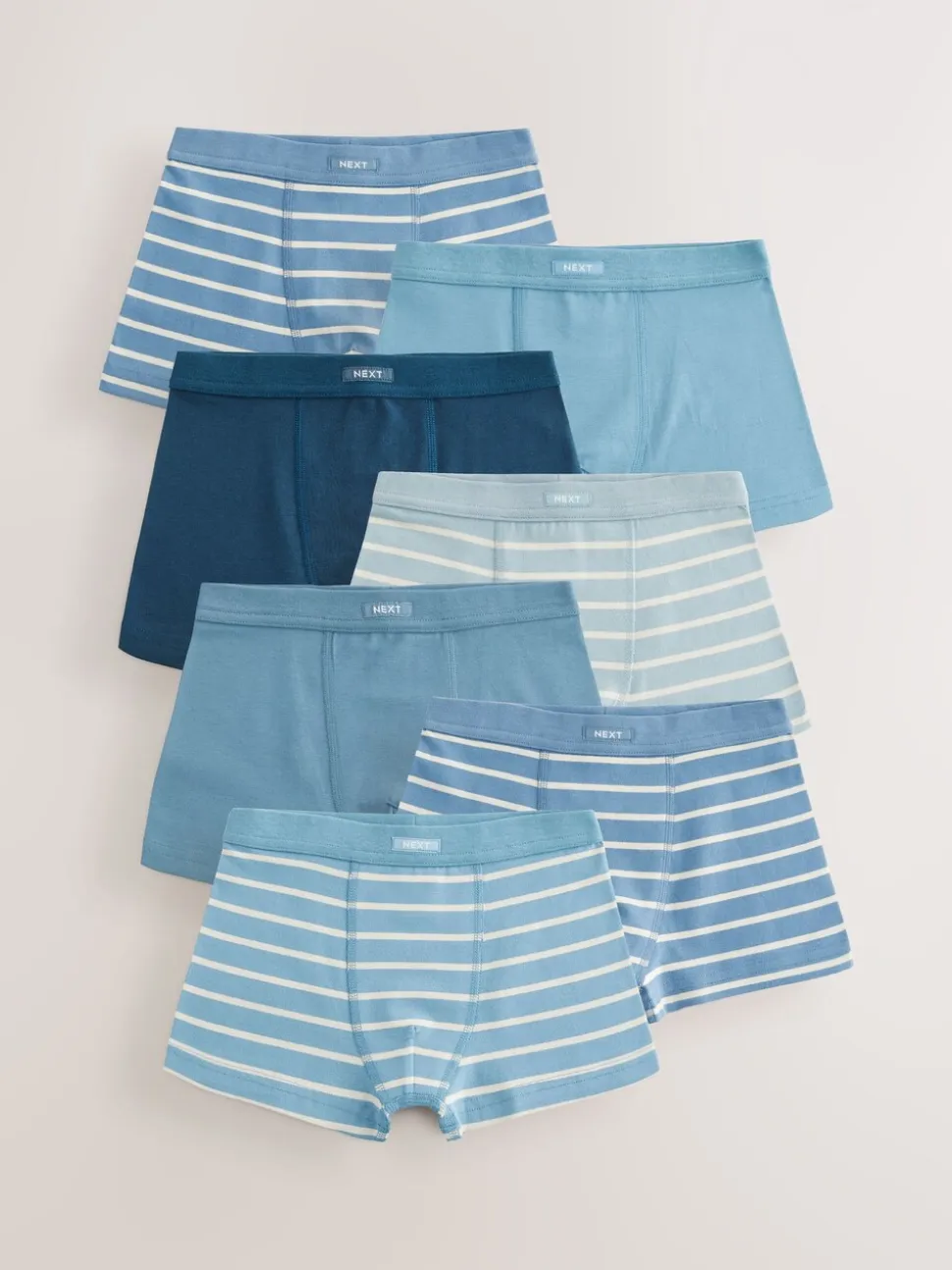 Blauw gestreept - Set van 7 boxershorts met zachte tailleband (2-16 jr)