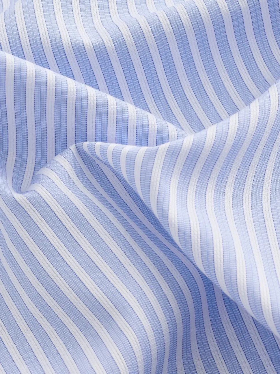 Blauw gestreept - Slim Fit Signature Single Cuff Texture Pima Cotton Shirt With Cutaway Collar