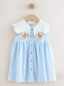 Blauw gestreept - Zomerjurk met kraag (3mnd -7jr)