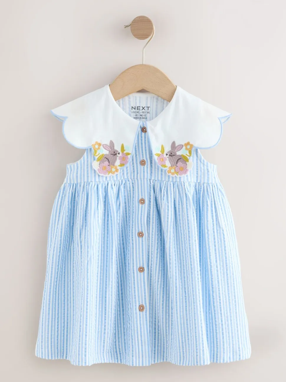 Blauw gestreept - Zomerjurk met kraag (3mnd -7jr)