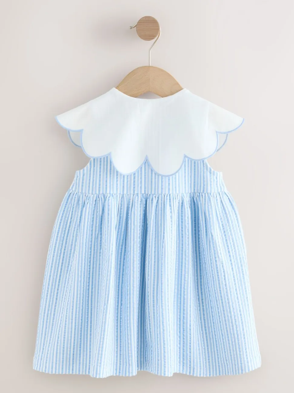 Blauw gestreept - Zomerjurk met kraag (3mnd -7jr)