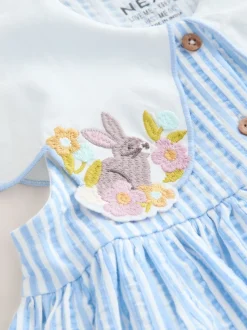 Blauw gestreept - Zomerjurk met kraag (3mnd -7jr)