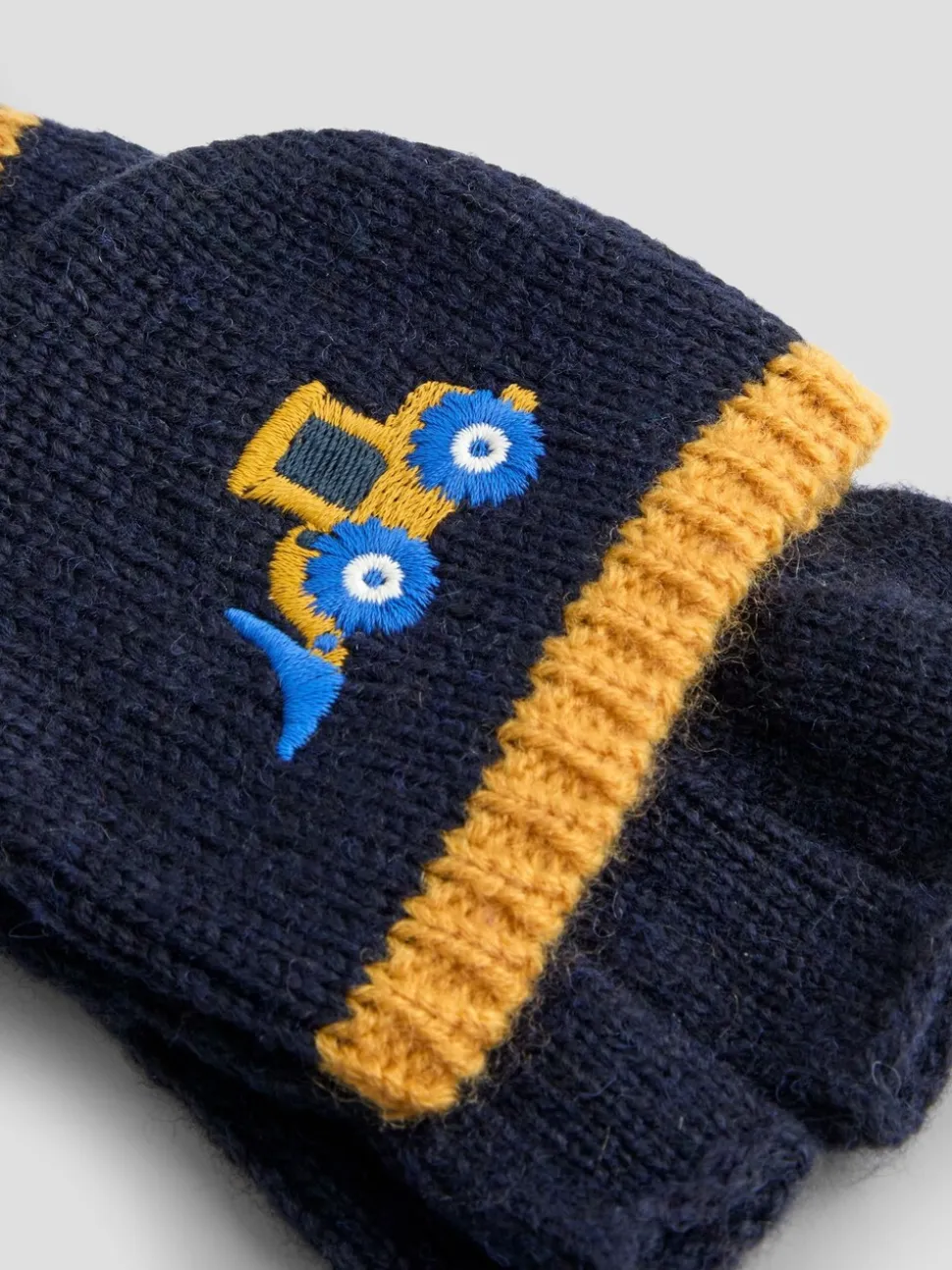 Blauw graafmachine - JoJo Maman Bébé - Wanten met fleecevoering