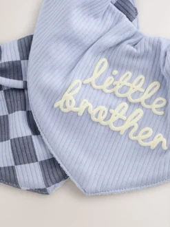 Blauw Little Brother - Verpakking met 2 babyslabbetjes