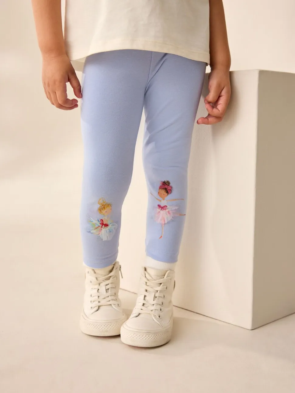 Blauw met ballerina - Versierde leggings (3 mnd-7 jr)