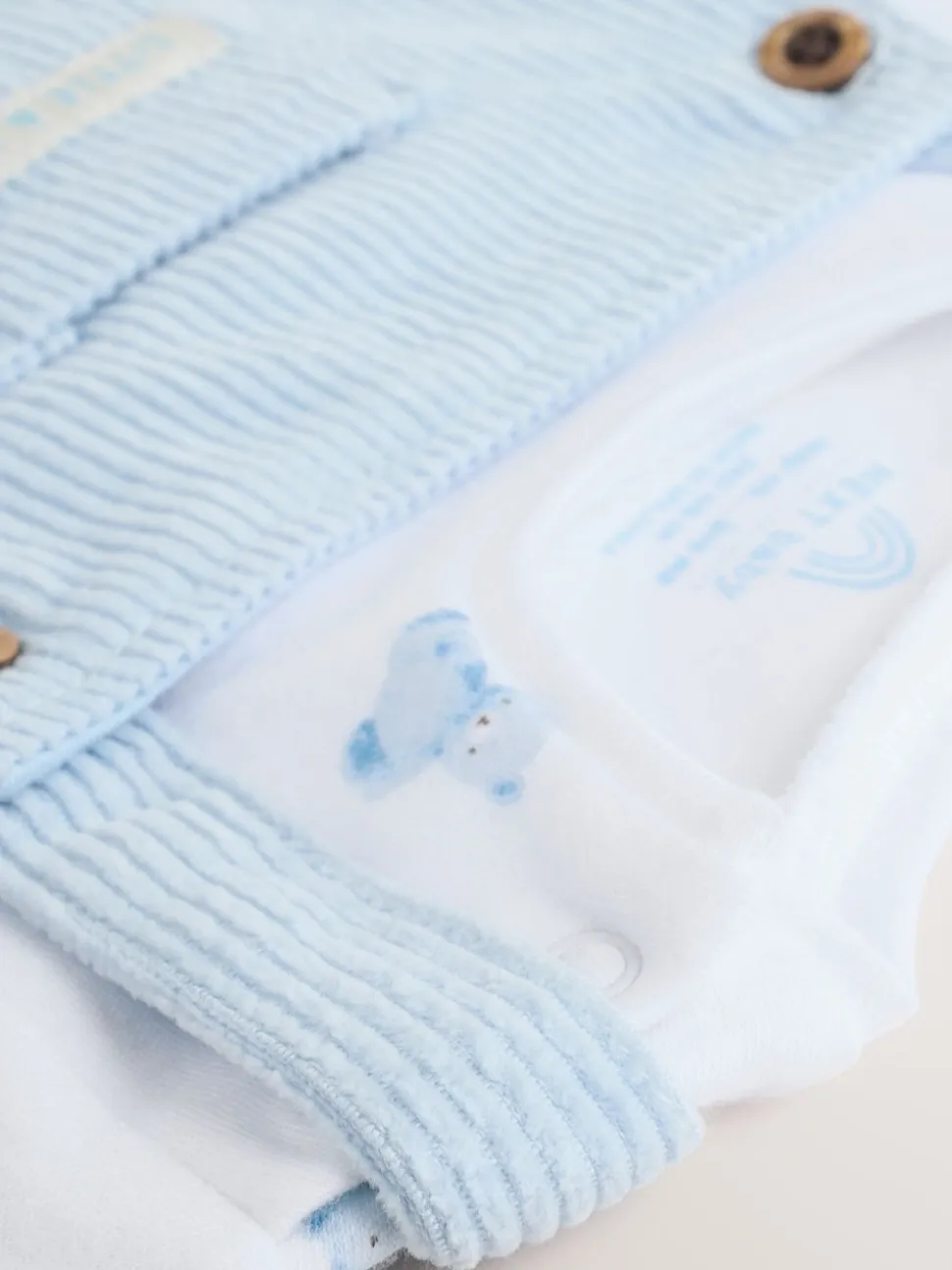 Blauw met beren - Corduroy bretelbroeken en Bodysuit set (0mnd-2jr)
