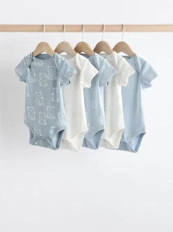 Blauw met beren - Set van 5 babyrompertjes