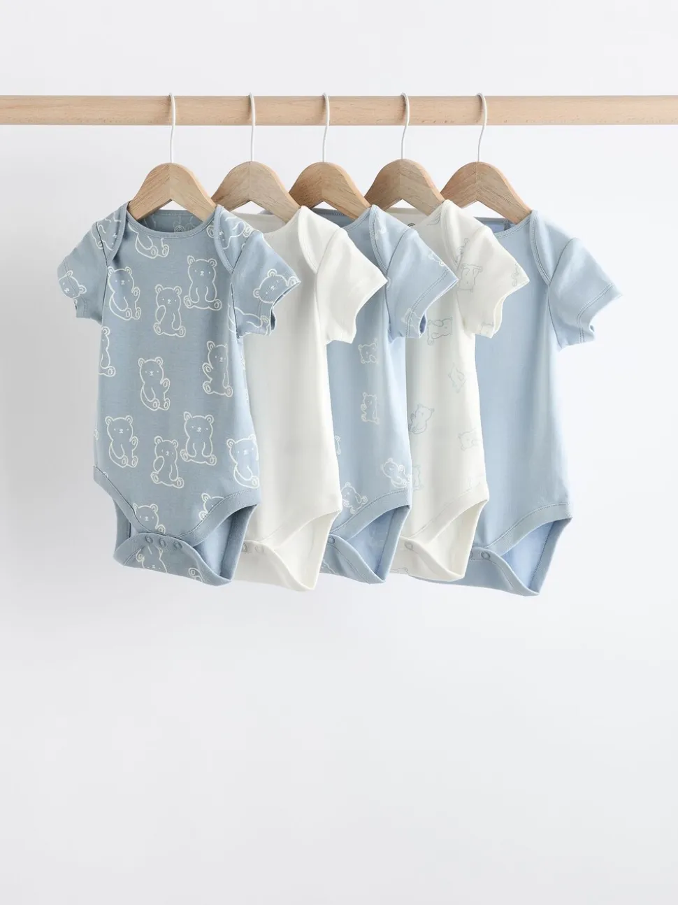 Blauw met beren - Set van 5 babyrompertjes